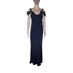 Vintage Carol Peretz Womens Black Formal Evening Maxi Dress Gown Sz 8